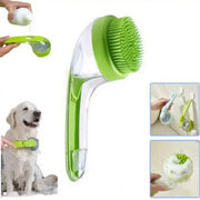 Pet Bath Brush 2 in 1 Dog Bath Brush with Built-in Shampoo Dispenser Multi-functional Dog Bath Brush for Long & Short Haired Dogs Cats Shower