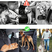 2-Pack Pet Car Seat Belt Dog Leash – Adjustable Safety Tether with Bungee Buffer