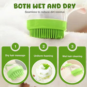 Pet Bath Brush 2 in 1 Dog Bath Brush with Built-in Shampoo Dispenser Multi-functional Dog Bath Brush for Long & Short Haired Dogs Cats Shower