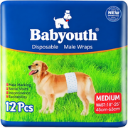 Babyouth Disposable Male Dog Wraps | Small, 12-Pack