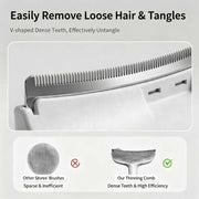 Stainless Steel Dog Hair Remover Comb - Floating Detangler with One-Click Knot Opener