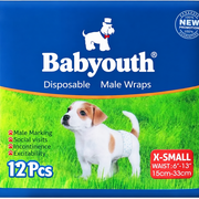 Babyouth Disposable Male Dog Wraps | Small, 12-Pack