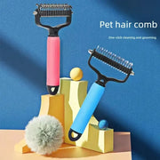 Double-Sided Pet Dematting Comb – Dog & Cat Hair Removal Grooming Brush