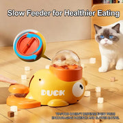Little Yellow Duck 2-in-1 Interactive Pet Feeder — Smart Treat Dispenser & Slow Feeder Food Puzzle Toy for Dogs & Cats