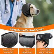 Dog Calming Hoodie Ear Wraps — Waterproof Swim Cap & Noise Cancelling Ear Muffs (Grey)