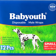 Babyouth Small disposable male wraps, 12-pack, for 12–19-inch waists